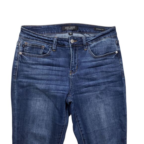 Judy Blue Jeans Womens 28 Straight Fit Mid Rise Denim Dark Wash - Picture 2 of 8